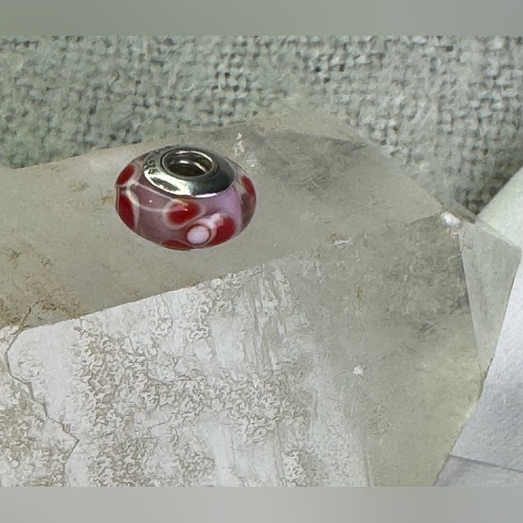 Authentic Pandora Retired Pink/Red Flowers For You Murano Glass Charm S925 Ale - Picture 13 of 14